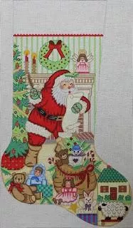 Alexa Designs – Santa Checking List Girl Stocking (7329)