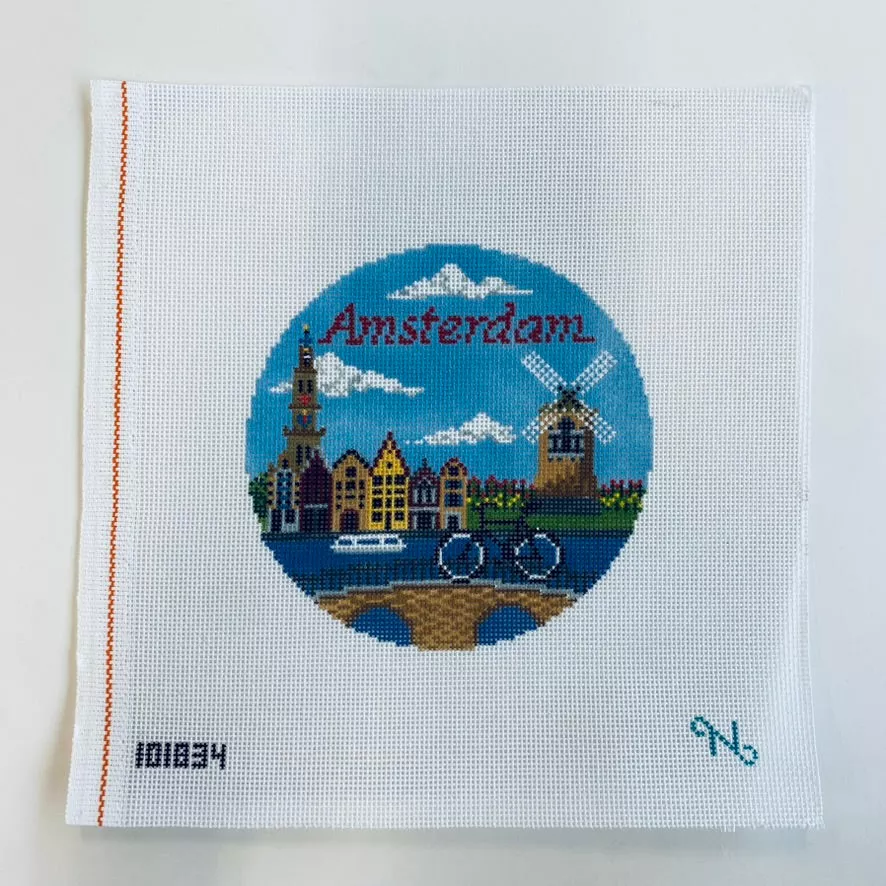 Amsterdam Travel Round Canvas