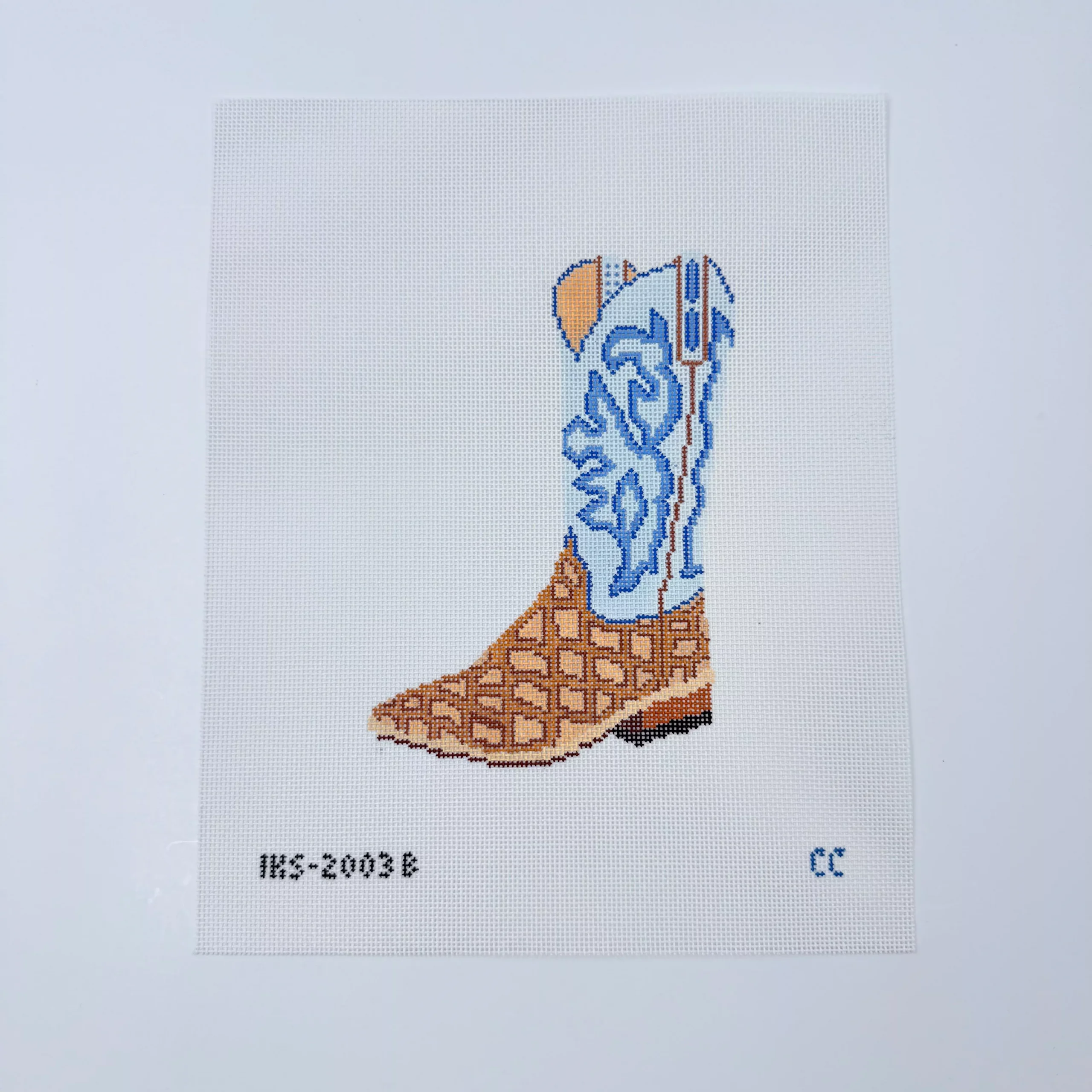 Blue Cowboy Boot Ornament Canvas