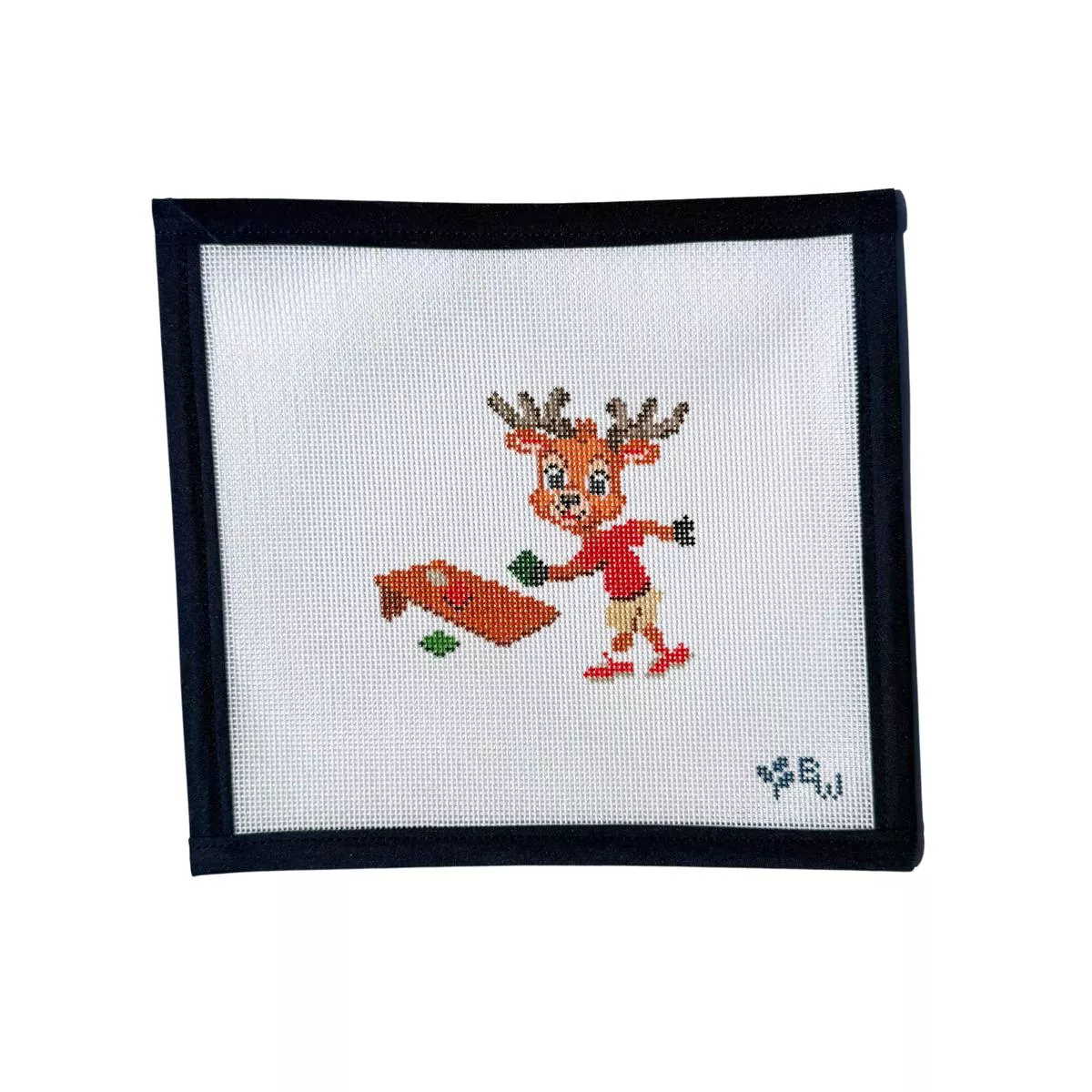 Boxwood Needlepoint Cornhole Reindeer