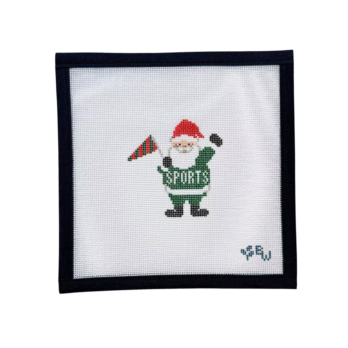 Boxwood Needlepoint Sports Santa