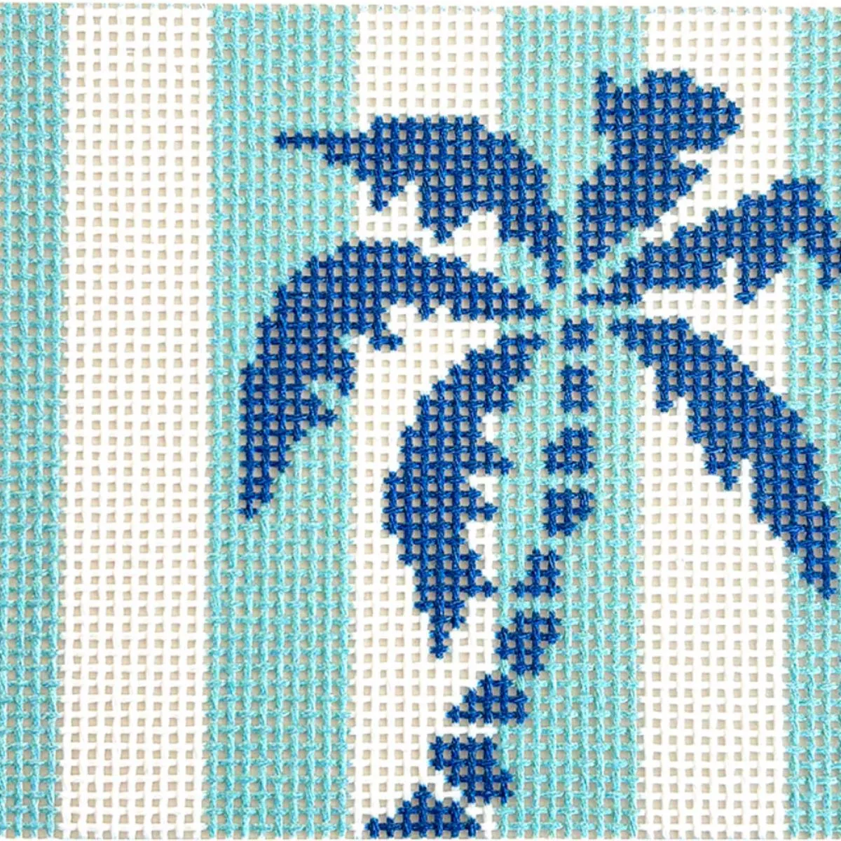 Bradley Needlepoint NTG TS780 - Palm Tree Stencil on Aqua Coaster