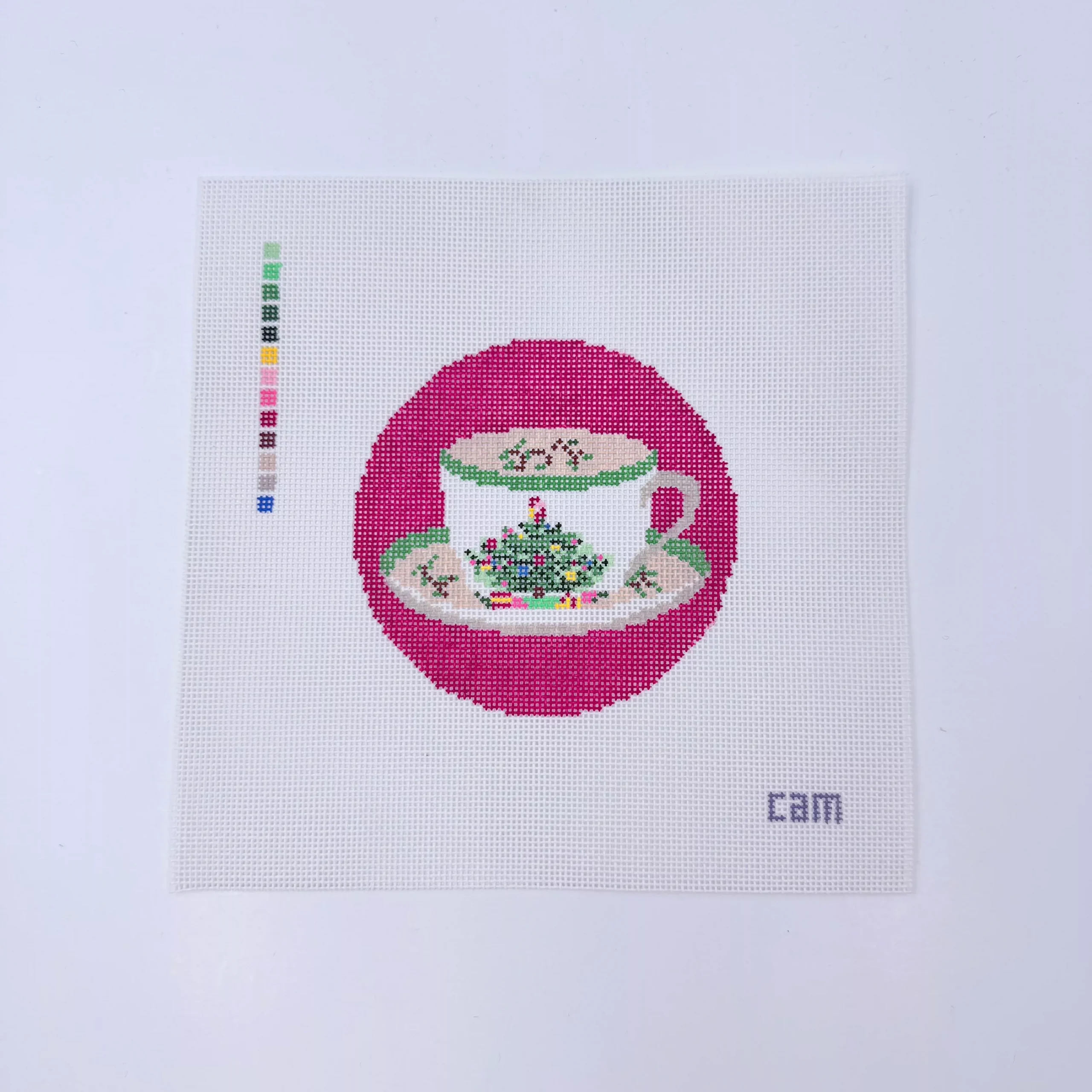 Christmas Cup on Red Canvas