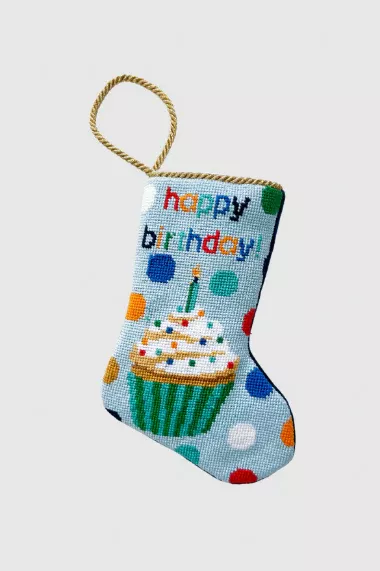 Finished Bauble Stocking: Happy Birthday Blue