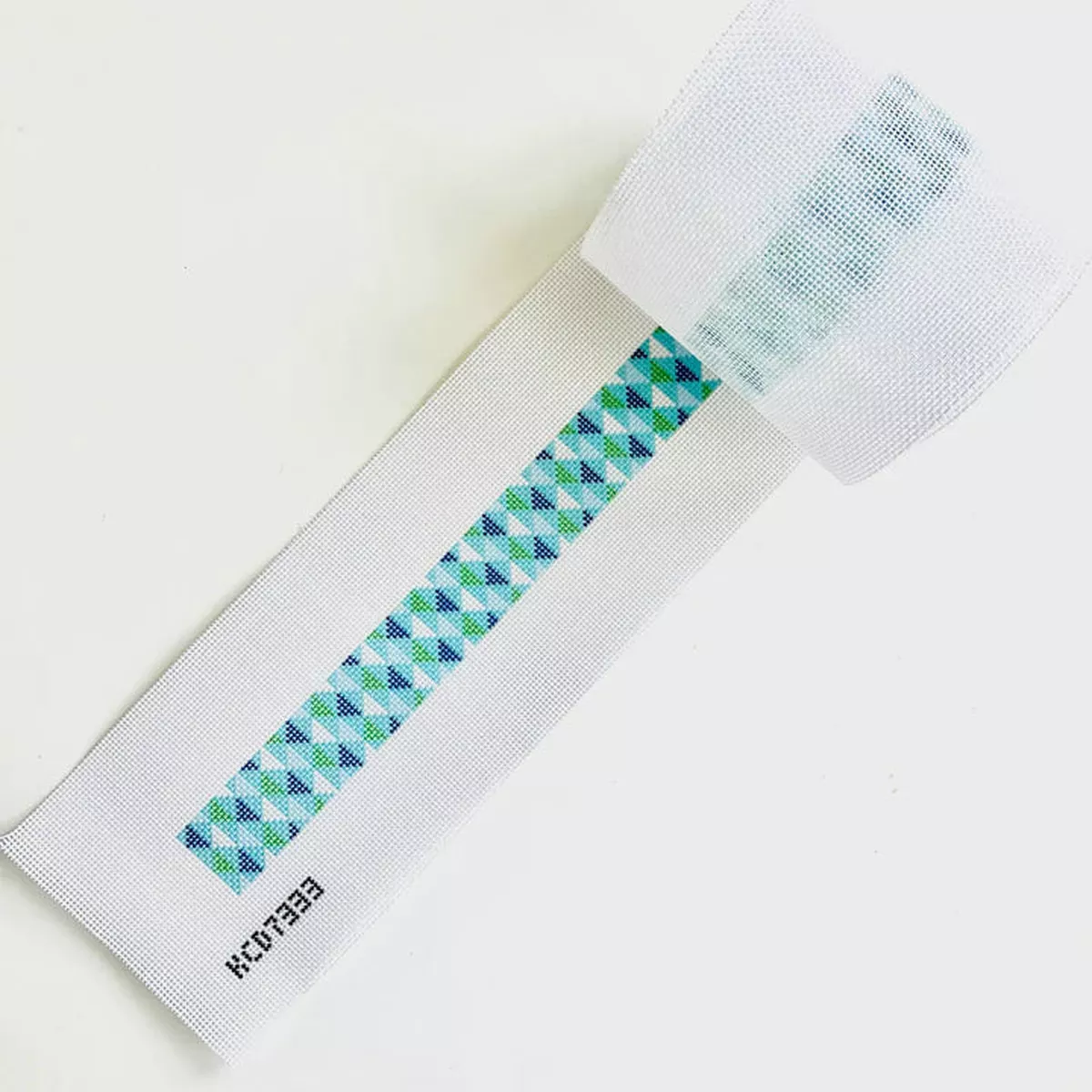 KCD Designers KCD7333 Blue/Green Geometric Strap Printed Canvas