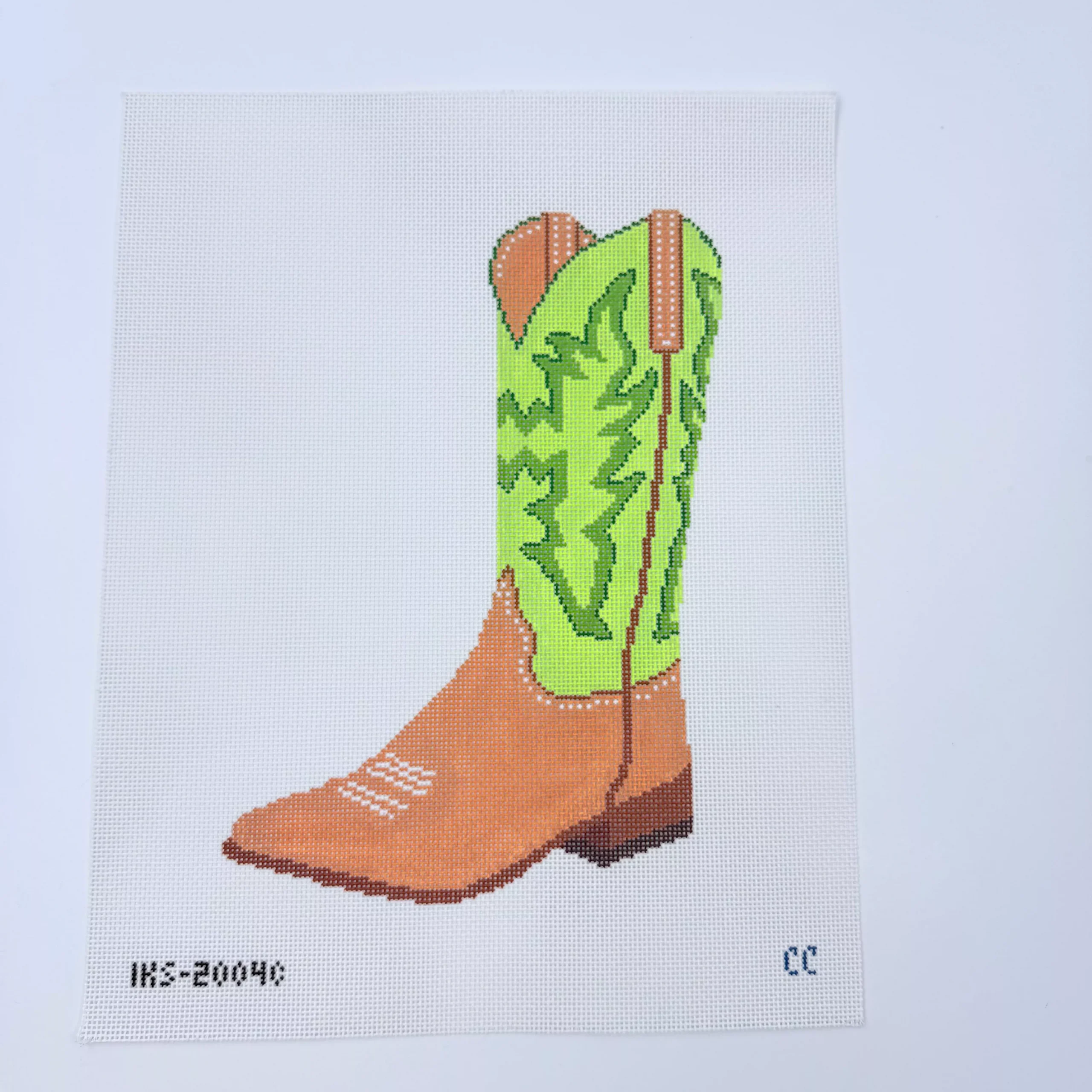 Large Green Cowboy Boot Canvas