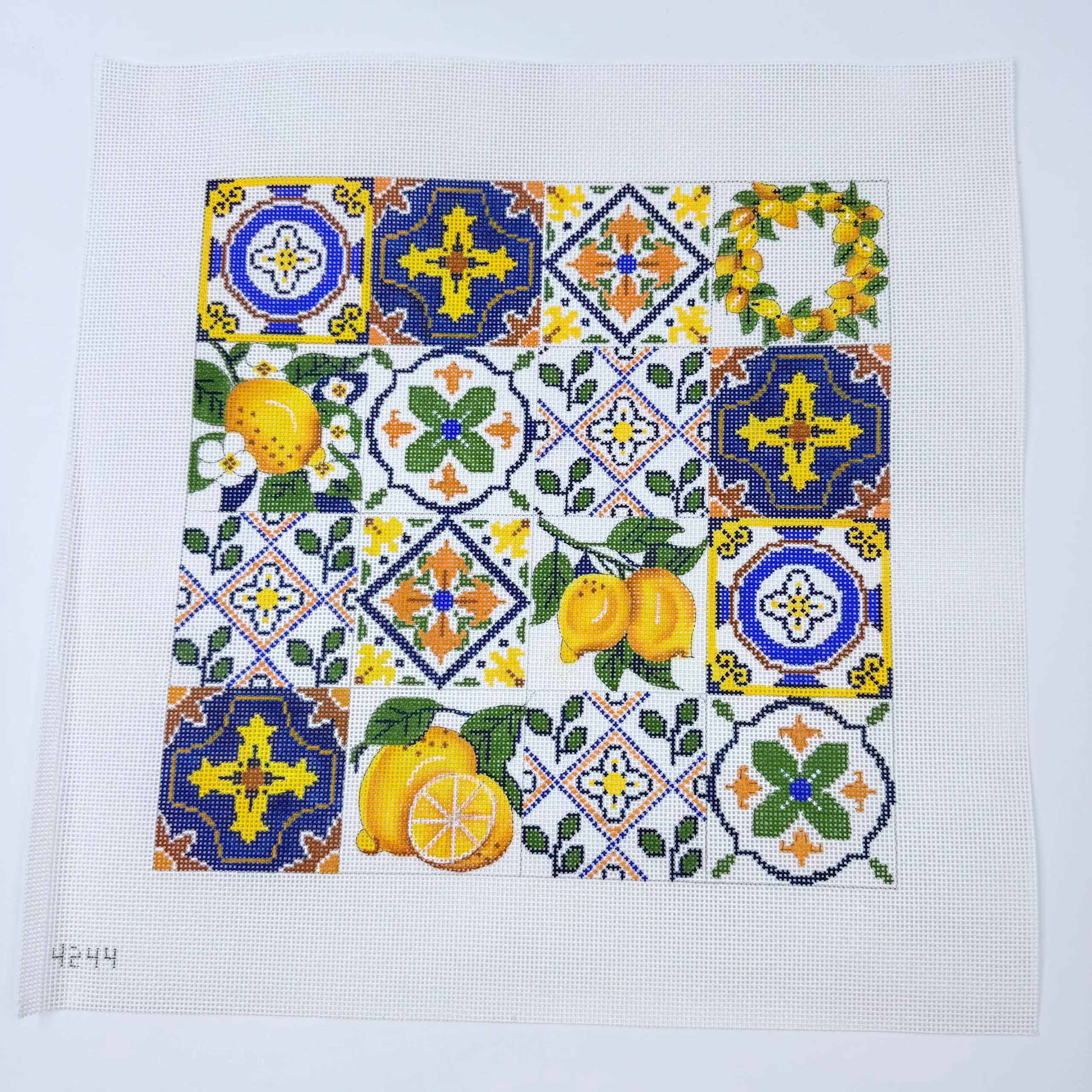 Navy, White and Lemon Collage Canvas