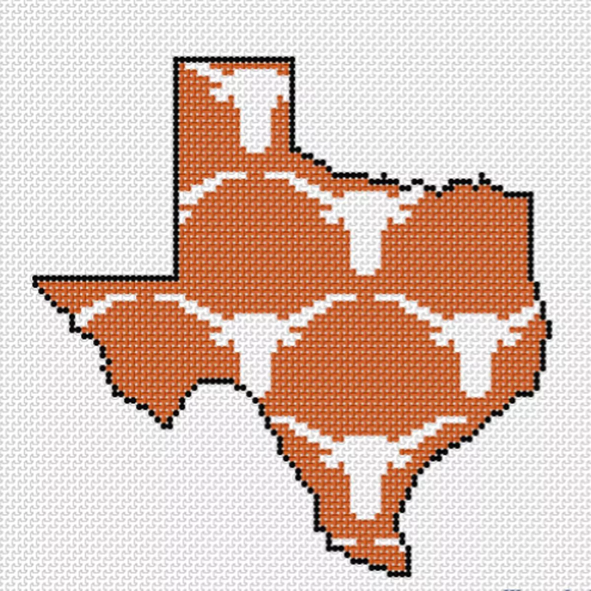 Needlepoint by Laura Texas State Shape on 13 mesh