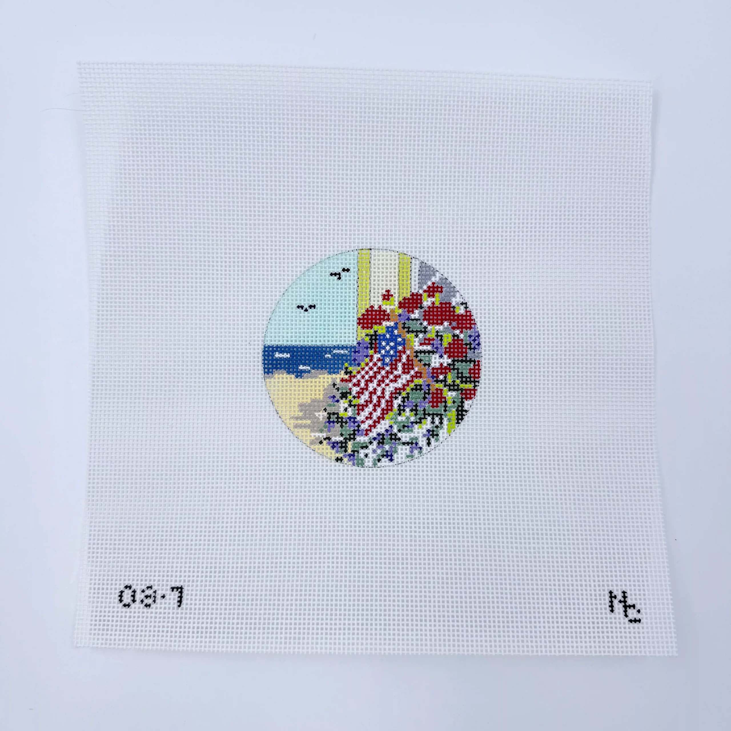 Patriotic Flowers Round Canvas
