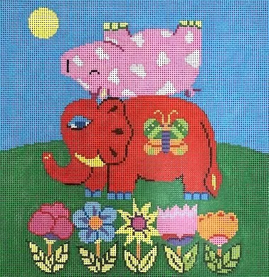 Patti Mann Needlepoint – Elephant and Pig