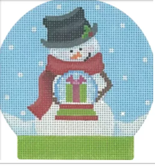 Snowman Snow Globe Present Canvas