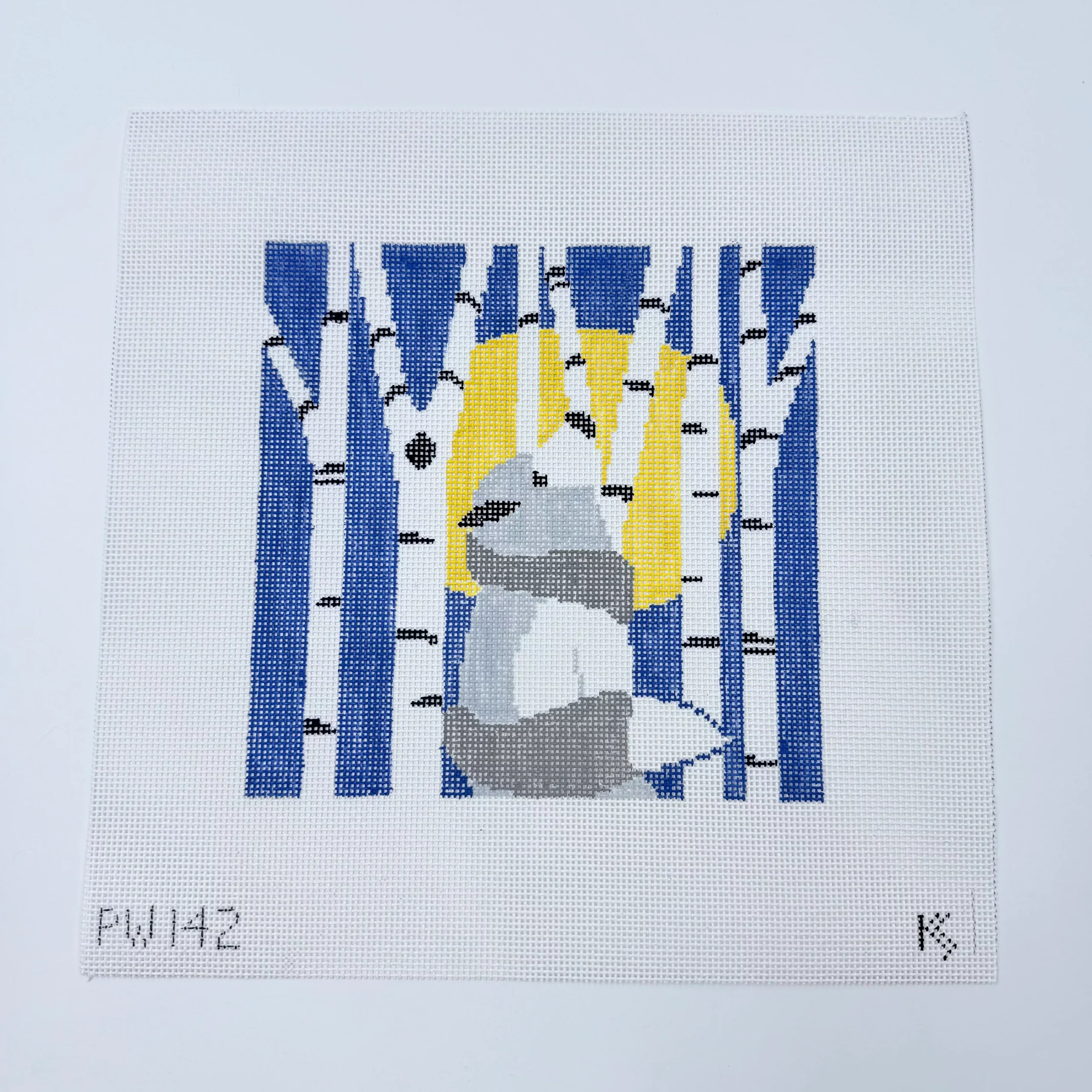 Wolf in Birch Trees Pillow Canvas